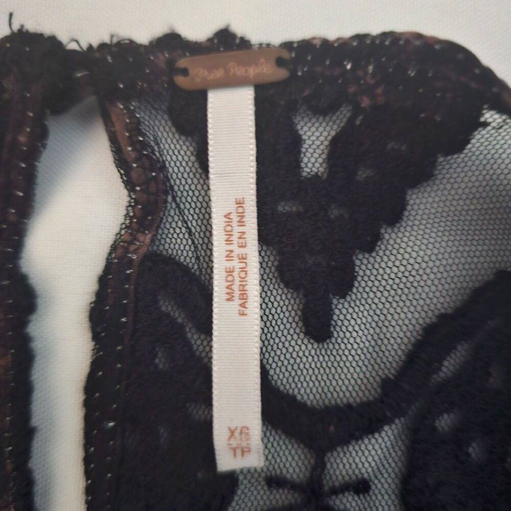 Free People Women's Midnight Garden Combo Sheer Long Sleeve Elsie Dress XS/TP - Picture 10 of 14